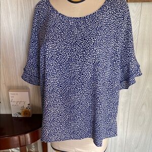 SHEIN Blue and White Boxy Blouse